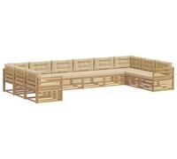 vidaXL Juego de fundas para sofá, 10 unidades, color blanco y beige, material: poliéster