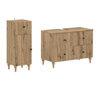 vidaXL Juego de gabinete de baño de 2 Piezas ALKMAAR Roble Artisan