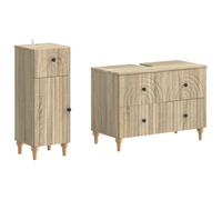 vidaXL Juego de gabinete de baño de 2 Piezas ALKMAAR Roble Sonoma