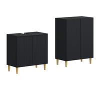 vidaXL Juego de gabinete de baño de 2 piezas ARNHEM Negro