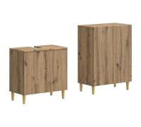 vidaXL Juego de gabinete de baño de 2 Piezas ARNHEM Roble Artisan, Juego de Muebles para Baño, Almacenamiento Resistente a la Humedad, Diseño Compacto y Moderno