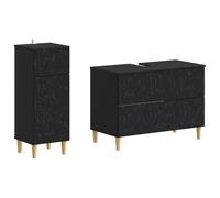 vidaXL Juego de gabinete de baño de 2 piezas DELFT Negro