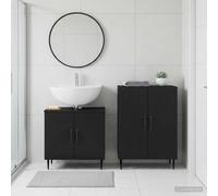 vidaXL Juego de gabinete de baño de 2 piezas HAARLEM Negro
