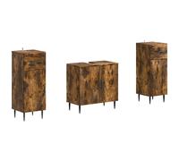vidaXL Juego de gabinete de baño de 2 piezas HAARLEM Roble Ahumado