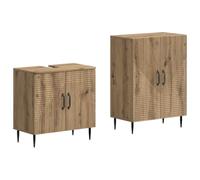 vidaXL Juego de gabinete de baño de 2 Piezas HAARLEM Roble Artisan, Juego de Muebles para Baño, Almacenamiento Resistente a la Humedad, Diseño Compacto y Moderno