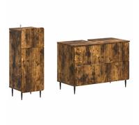 vidaXL Juego de gabinete de baño de 2 piezas ZWOLLE Roble Ahumado