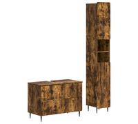 vidaXL Juego de gabinete de baño de 2 piezas ZWOLLE Roble Ahumado