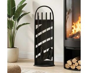 vidaXL Juego de herramientas para chimenea de 5 piezas, 23 x 15 x 66 cm, acero