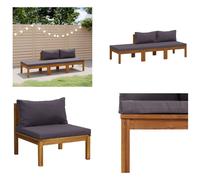 vidaXL Juego de jardín de 3 piezas con cojines, fabricado en madera de acacia maciza. Incluye: juego de sillones de jardín, juegos de sillones de jardín, sofá modular, juegos de sofás modulares