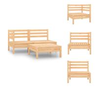 vidaXL Juego de jardín de 3 piezas, sofá lounge de madera maciza de pino - Conjuntos de muebles de jardín