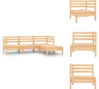 vidaXL Juego de jardín de 4 piezas, sofá lounge de madera maciza de pino - Conjuntos de muebles de jardín