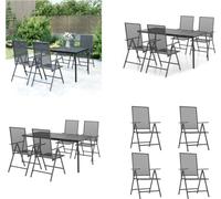 vidaXL Juego de jardín de 5 piezas, color antracita, acero – Juego de comedor para jardín – Juego de asientos para jardín – Juego de muebles de exterior – Juego de muebles de jardín