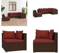 vidaXL Juego de jardín de 5 piezas con cojines, ratán sintético, color marrón - Juego de jardín para lounge - Juegos de jardín para lounge - Juego de lounge para terraza - Juego de sofás de jardín