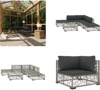 vidaXL Juego de jardín de 6 piezas con cojines, tejido de ratán sintético, color gris - Juego de lounge para jardín - Juegos de lounge para jardín - Sofá de jardín - Sofás de jardín