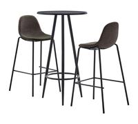 vidaXL Juego de mesa alta y taburetes 3 piezas tela gris oscuro