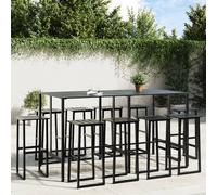 vidaXL Juego de mesa alta y taburetes de jardín 11 piezas acero negro