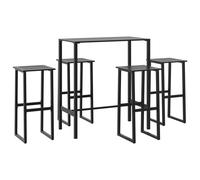 vidaXL Juego de mesa alta y taburetes de jardín 5 piezas acero negro
