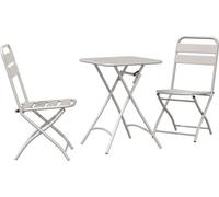 vidaXL Juego de mesa bistró, 3 piezas, color beige, acero