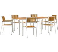 vidaXL Juego de mesa de exterior, 7 piezas, 200 x 90 x 75 cm