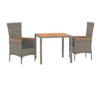 vidaXL Juego de mesa de jardín de 3 piezas con cojines, color gris, tejido tipo ratán