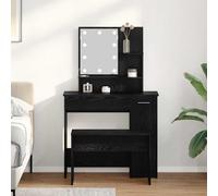 vidaXL Juego de mesa de tocador LED 2 uds. Roble Negro