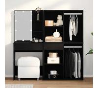 vidaXL Juego de mesa de tocador LED Roble Negro 140 x 40 x 140 cm