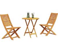 vidaXL Juego de mesa plegable para bistro, 3 unidades, color marrón, madera de acacia maciza
