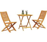 vidaXL Juego de mesa plegable para bistro, 3 unidades, color marrón, madera de acacia maciza
