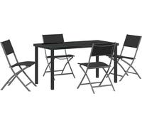 vidaXL Juego de mesa y sillas de jardín, 5 piezas, acero con recubrimiento de polvo, color