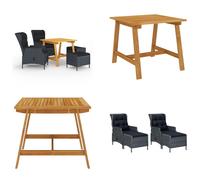 vidaXL Juego de mesa y sillas de jardín, 5 piezas, gris oscuro - Juego de comedor para jardín - Conjuntos de comedor para jardín - Muebles de jardín - Set de muebles de jardín