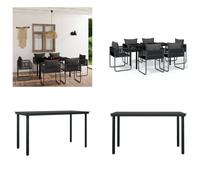 vidaXL Juego de mesa y sillas de jardín de 7 piezas, color - Juego de mesa y sillas para jardín - Juegos de mesa y sillas para exteriores - Juego de mesa para terraza
