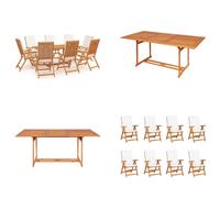 vidaXL Juego de mesa y sillas de jardín para 9 personas con cojines, fabricado en madera maciza de teca. Juego de mesa y sillas para jardín. Juego de muebles de jardín. Set de muebles de jardín