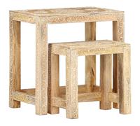 vidaXL Juego de mesitas auxiliares 2 piezas madera maciza de mango