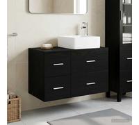 vidaXL Juego de muebles de baño 2 pcs Roble Negro Madera de ingeniería
