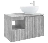 vidaXL Juego de muebles de baño, 2 piezas, color gris cemento, material de madera