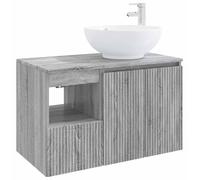 vidaXL Juego de muebles de baño, 2 piezas, color gris Sonoma, fabricado en material de imitación madera