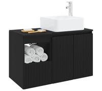 vidaXL Juego de Muebles de baño 2 uds. Negro Madera de ingeniería