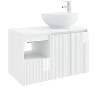 vidaXL Juego de muebles de baño, 2 unidades, blanco brillante, material de madera