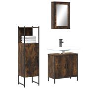 vidaXL Juego de muebles de baño 3 pzas madera contrachapada en color Negro/Roble ahumado/Roble Sonoma | almacenamiento funcional diseño moderno para baño dormitorio sala