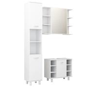 vidaXL Juego de muebles de baño 3 pzas madera de ingeniería en color Blanco/Negro | almacenamiento funcional diseño moderno para baño dormitorio sala