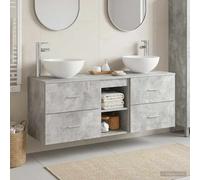 vidaXL Juego de Muebles de Baño 3 uds. Gris Hormigón 49,5 x 35 x 63 cm