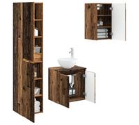 vidaXL Juego de muebles de baño, 3 piezas, madera reciclada, 33 x 34,5 x 160 cm