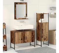 vidaXL Juego de muebles de baño 3 uds. Marrón 33 x 33 x 113.5 cm