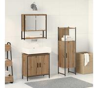 vidaXL Juego de muebles de baño 3 uds. Marrón 33 x 33 x 113,5 cm