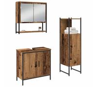 vidaXL Juego de Muebles de baño 3 uds. Marrón 33 x 33 x 113,5 cm