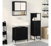 vidaXL Juego de muebles de baño 3 uds. Negro 33 x 33 x 113,5 cm