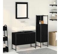 vidaXL Juego de muebles de baño 3 uds. Negro 33 x 33 x 113.5 cm