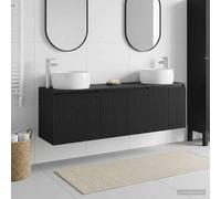vidaXL Juego de Muebles de Baño 3 uds. Negro 49,5 x 44,5 x 66 cm