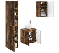vidaXL Juego de muebles de baño, 3 piezas, roble ahumado, 33 x 34,5 x 160 cm
