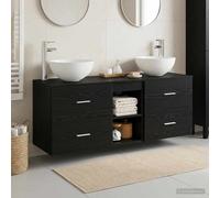 vidaXL Juego de Muebles de Baño 3 uds. Roble Negro 49,5 x 35 x 63 cm